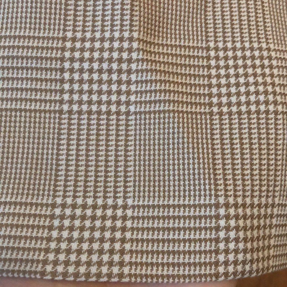 Vintage La Belle tan & cream houndstooth plaid skirt - Picture 2 of 8